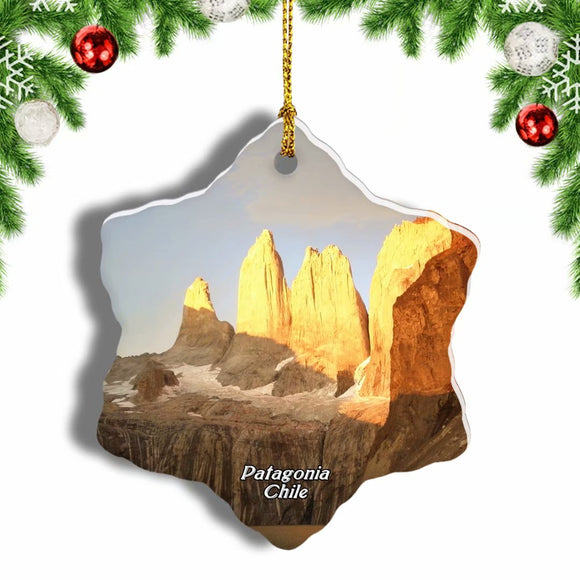 Torres Del Paine Patagonia Chile Christmas Ornament 3 Inches Snow