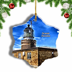 Sweden Scania Lighthouse Christmas Ornament 3 Inches Snow