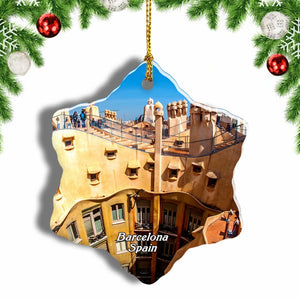 Spain Gaudi Gracia Barcelona Christmas Ornament 3 Inches Snow