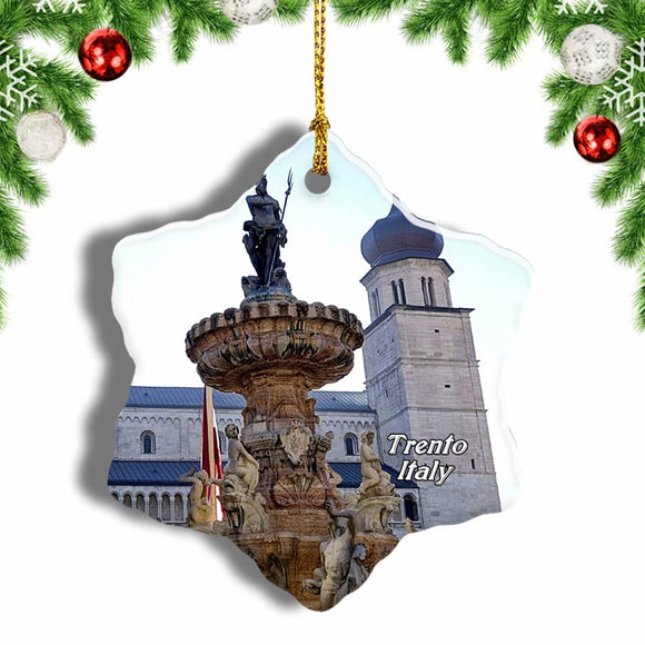 Italy Piazza Duomo Trento Christmas Ornament 3 Inches Snow