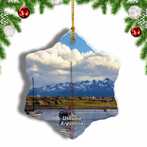 Ushuaia Lakes Argentina Christmas Ornament 3 Inches Snow