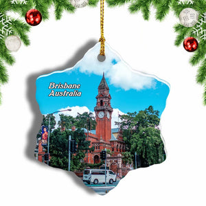 Australia Brisbane Clock Tower Christmas Ornament 3 Inches Snow