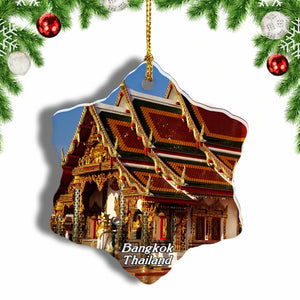 Thailand Wat Phra That Choeng Chum  Bangkok Christmas Ornament 3 Inches Snow