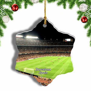 Spain Camp Nou Barcelona Christmas Ornament 3 Inches Snow