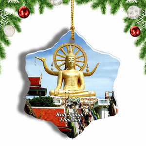 Thailand Wat Phra Yai Bophut Koh Samui Christmas Ornament 3 Inches Snow