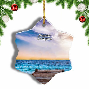 Malaysia lan Jetties Of Penang Christmas Ornament 3 Inches Snow