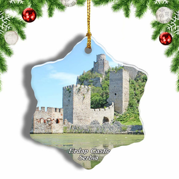 Serbia Erdap Serbia Castle Christmas Ornament 3 Inches Snow