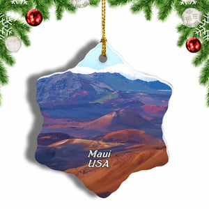 USA America Haleakala National Park Maui Hawaii Christmas Ornament 3 Inches Snow