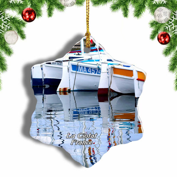 France La Ciotat Christmas Ornament 3 Inches Snow