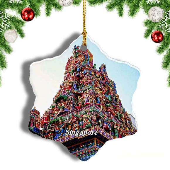 Singapore Little India Christmas Ornament 3 Inches Snow