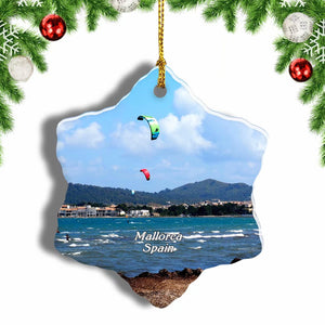 Spain Pollensa Mallorca Christmas Ornament 3 Inches Snow