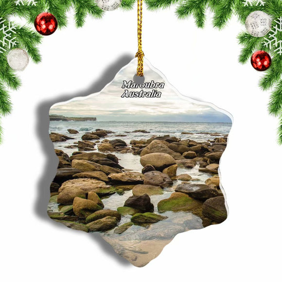 Australia Maroubra Beach Christmas Ornament 3 Inches Snow