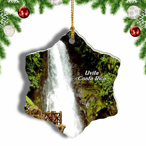 Costa Rica Uvita Waterfall Christmas Ornament 3 Inches Snow