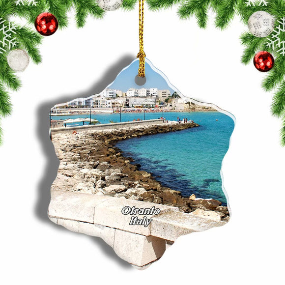 Italy Beach Otranto Christmas Ornament 3 Inches Snow