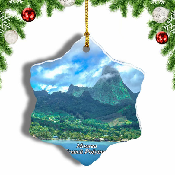 French Polynesia Moorea Christmas Ornament 3 Inches Snow