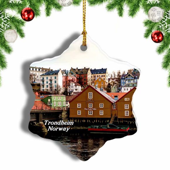 Norway Trondheim Christmas Ornament 3 Inches Snow