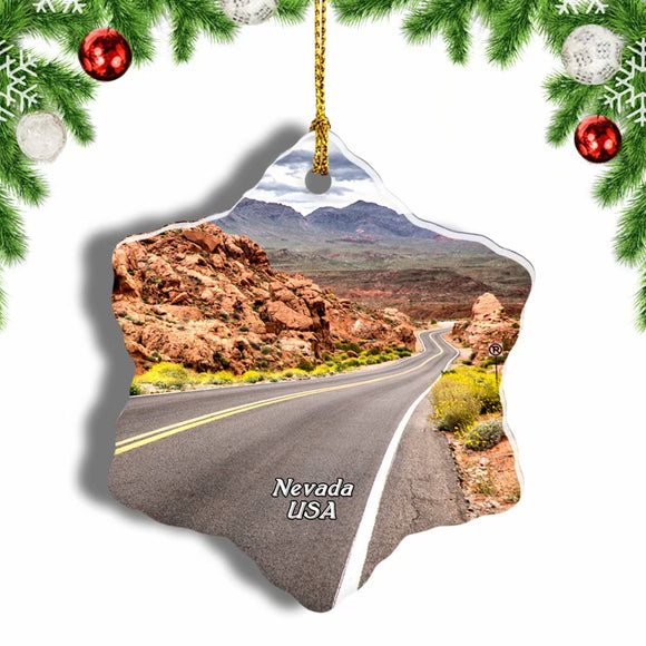 America USA Valley Of Fire State Park Nevada Christmas Ornament 3 Inches Snow