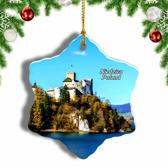 Poland Castle Niedzica Christmas Ornament 3 Inches Snow