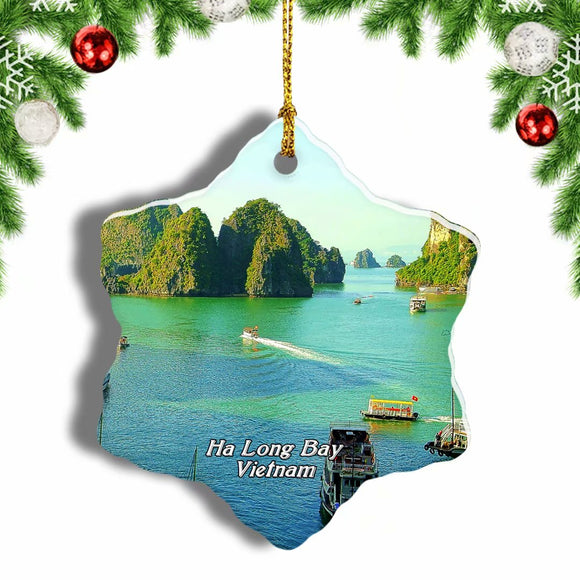 Vietnam Cat Ba Island Ha Long Bay Christmas Ornament 3 Inches Snow