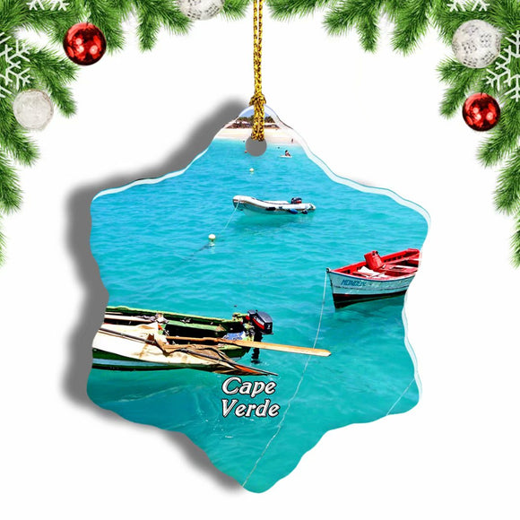 Beach of Santa Maria Cape Verde Christmas Ornament 3 Inches Snow