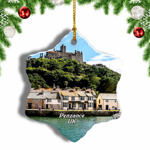 UK England St Michael's Mount Penzance Christmas Ornament 3 Inches Snow