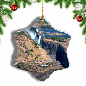 Victoria Falls Bridge Zimbabwe Christmas Ornament 3 Inches Snow