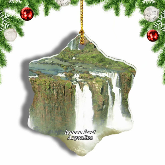 Iguazu Port Waterfall Argentina Christmas Ornament 3 Inches Snow