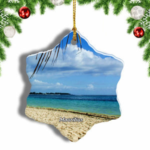 Pereybere Beach Mauritius Christmas Ornament 3 Inches Snow