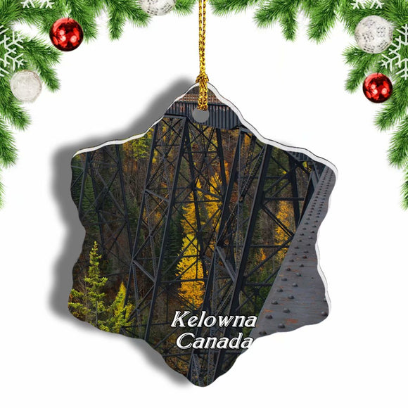 Canada Myra Canyon Trestle Kelowna British Columbia Christmas Ornament 3 Inches Snow