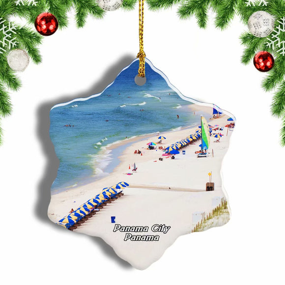 Panama City Beach Panama Christmas Ornament 3 Inches Snow