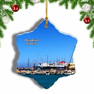 Greece Heraklion Crete Christmas Ornament 3 Inches Snow