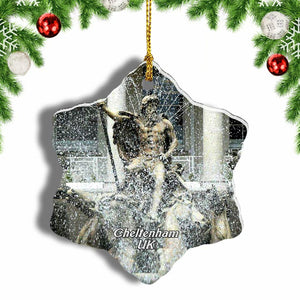 UK England Neptune Fountain Cheltenham Christmas Ornament 3 Inches Snow