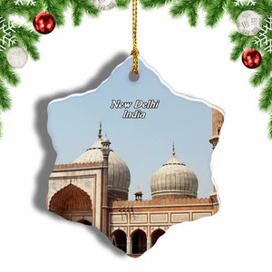 India Jama Masjid Delhi New Delhi Christmas Ornament 3 Inches Snow