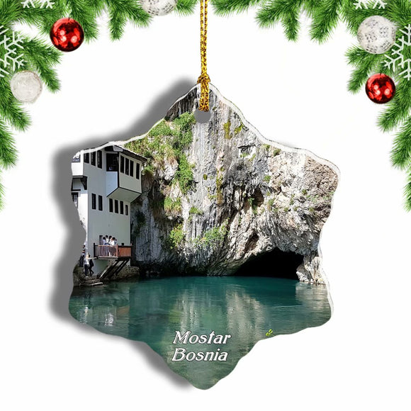 Bosnia Blagay Mostar Neretva Christmas Ornament 3 Inches Snow