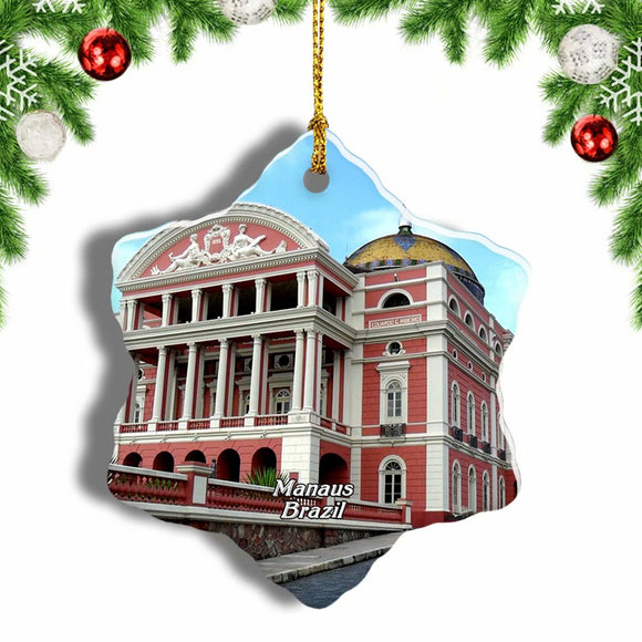 Brazil Amazonas Theater Manaus Christmas Ornament 3 Inches Snow