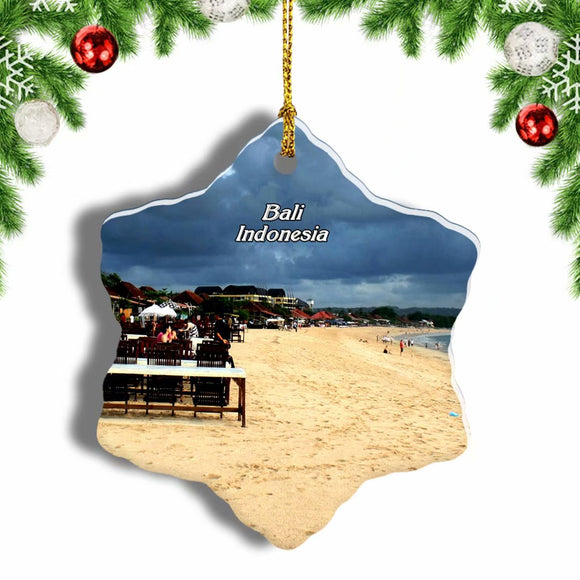 Indonesia Jimbaran Beach Bali Christmas Ornament 3 Inches Snow