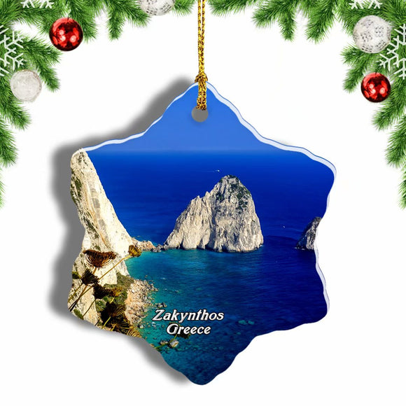 Greece Zakynthos Crete Christmas Ornament 3 Inches Snow