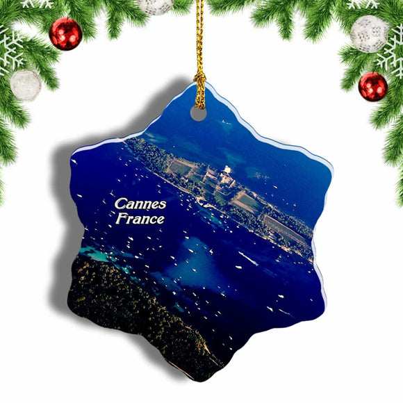 France Lerins Islands Cannes Christmas Ornament 3 Inches Snow