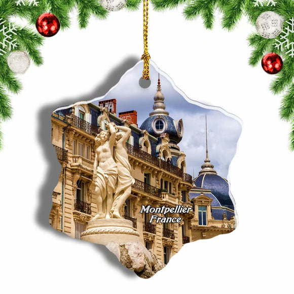 France Comedy Square Montpellier Christmas Ornament 3 Inches Snow