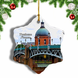 France Garonne River Toulouse Christmas Ornament 3 Inches Snow