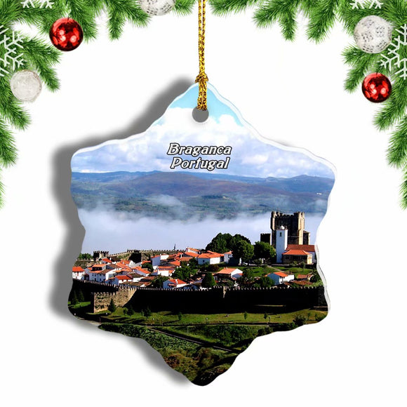 Portugal Braganca Castle Christmas Ornament 3 Inches Snow