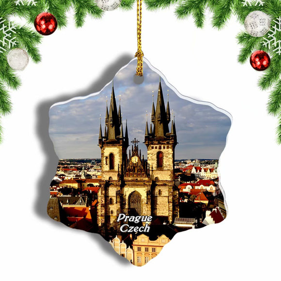 Czech Church of Our Lady Before Tyn Prague Christmas Ornament 3 Inches Snow