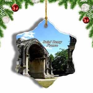 France Glanum Ruins Saint-Remy-de-Provence Christmas Ornament 3 Inches Snow