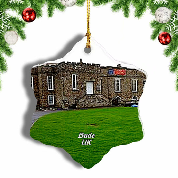 UK England The Castle Bude Christmas Ornament 3 Inches Snow