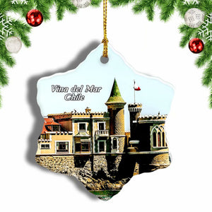 Chile Wulff Castle Vina del Mar Christmas Ornament 3 Inches Snow