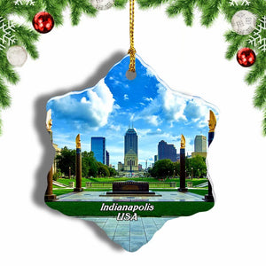 USA America Monument Circle Indianapolis Christmas Ornament 3 Inches Snow