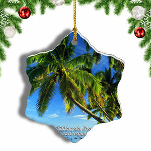 Cook Islands Titikaveka Beach Christmas Ornament 3 Inches Snow