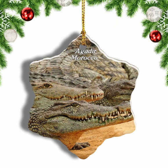 Morocco Crocoparc Agadir Christmas Ornament 3 Inches Snow