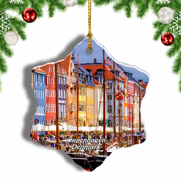 Denmark Nyhavn Copenhagen Christmas Ornament 3 Inches Snow