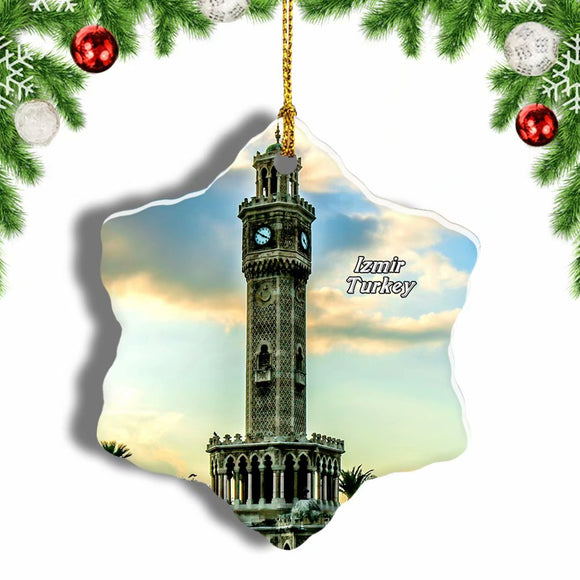 Turkey Clock Tower Izmir Christmas Ornament 3 Inches Snow